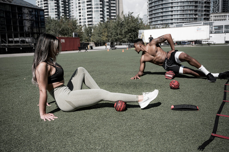 Outdoor training session with COREFX rollers and speed ladder